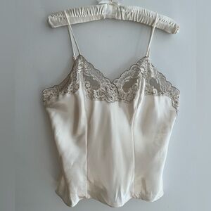 WONDERMAID Satin Camisole Adjustable Spaghetti Strap Lace Trim Lingerie Romantic